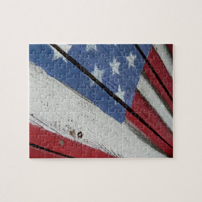 Puzzle en bois provocant de drapeau américain (Horizontal)