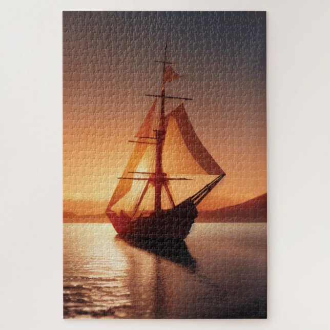 Puzzle en bois vieux bateau en bois (Vertical)