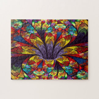 Puzzle en fleur de verre tendu