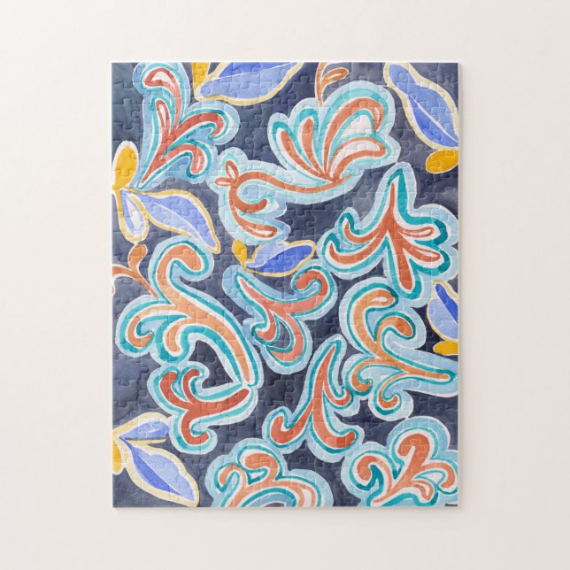 Puzzle en forme de casse-tête d'art aquarelle abst (Vertical)