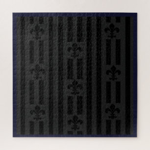 Puzzle en forme de fleur de lis en velours noir