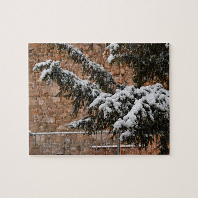 Puzzle En hiver, neige sur les arbres (Horizontal)