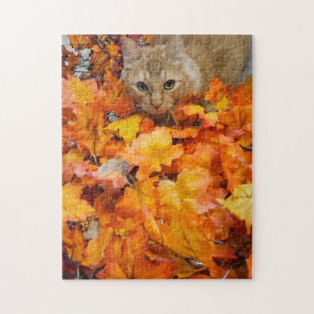Puzzle En Jouant Dans Les Feuilles, 11" x 14", 252 (Vertical)