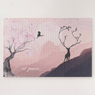Puzzle en paix, Pink Sunrise Spring Mountain Scene Japon