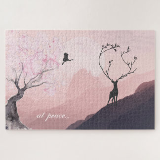Puzzle en paix, Pink Sunrise Spring Mountain Scene Japon