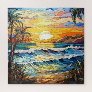 Puzzle en verre tendu de la plage d'été
