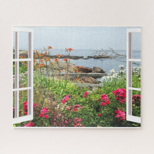 PUZZLE ENCADREMENT FENÊTRE DE MER JARDIN OGUNQUIT PITTORE (Horizontal)