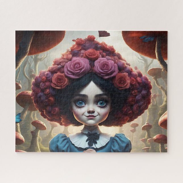 Puzzle Enchanted Girl in Surreal Mushroom Forest (Horizontal)
