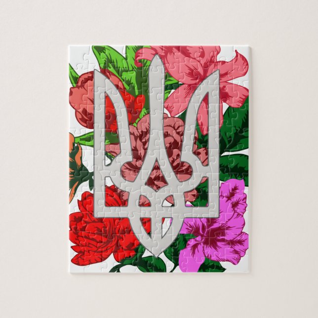 Puzzle Encore botanique et trident ukrainien tryzub (Vertical)