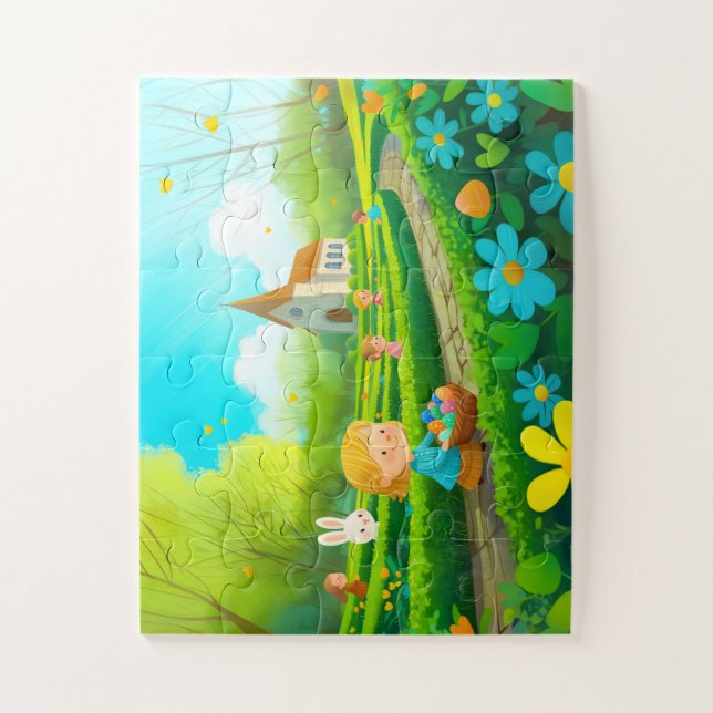 Puzzle Enfant 30 pièces, Pâques – Chasse aux Œufs (Vertical)