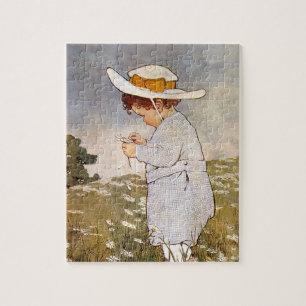 Puzzle Enfant Antique Cueillant des Marguerites Bessie Pe