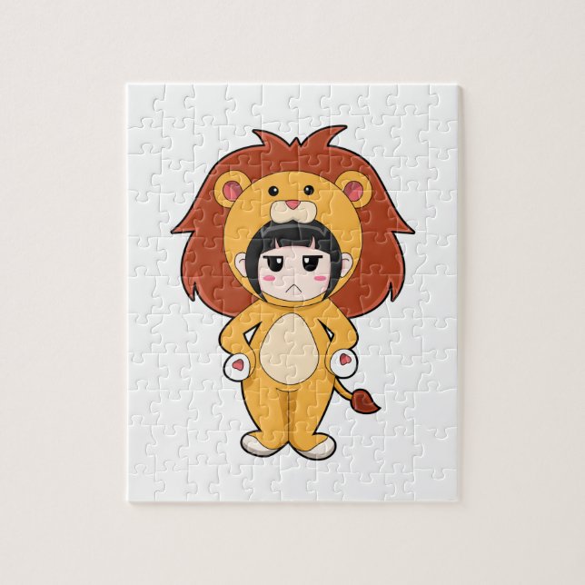 Puzzle Enfant avec costume de lion (Vertical)