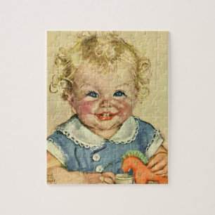 Puzzle Enfant scandinave blond mignon vintage avec boucle