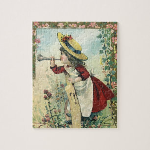 Puzzle Enfant victorien vintage, Fille soufflant Bugle Me