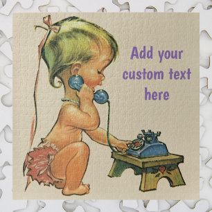 Puzzle Enfant Vintage Mignonne Fille Blonde Parlant sur u