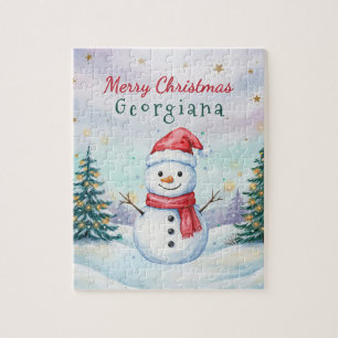 Puzzle Enfants Bonhomme de Neige Personnalisé Noël