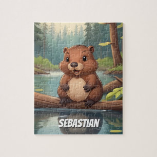 Puzzle Enfants de castor mignon personnalisés