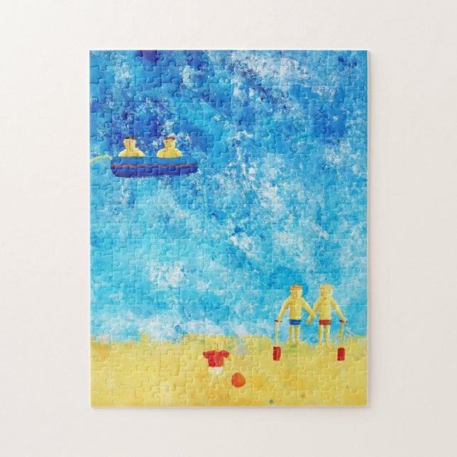 Puzzle Enfants en bord de mer Art moderne contemporain (Vertical)