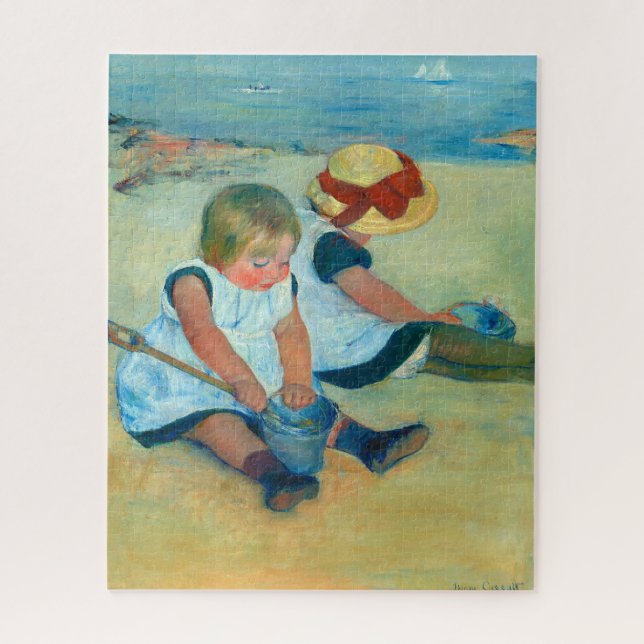 Puzzle Enfants jouant sur la plage par Mary Cassat (Vertical)