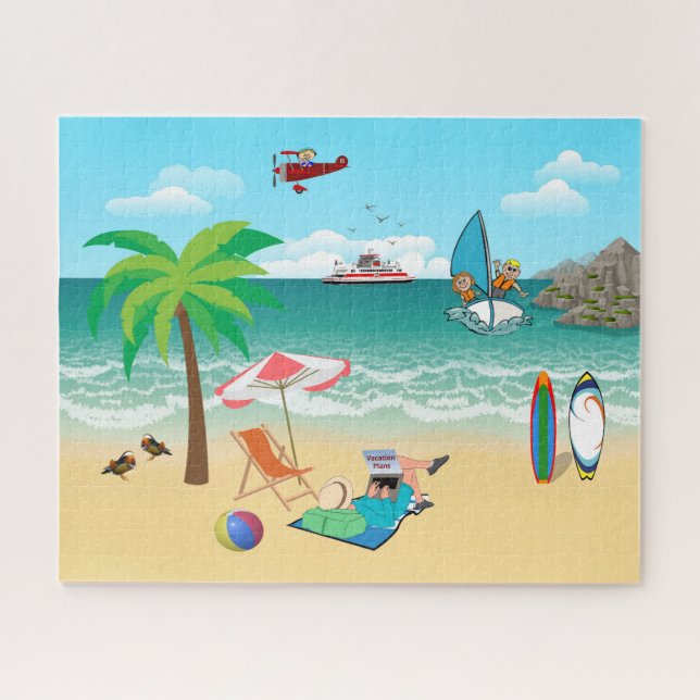 Puzzle Enfants, Maman Soleil Tannage - Plage amusante Vac (Horizontal)