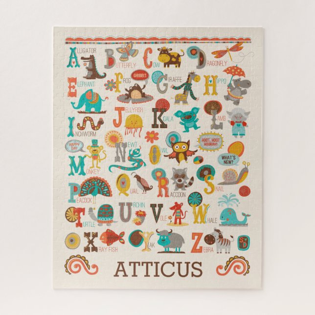 Puzzle Enfants mignons Alphabet animal ABC Personnalisé (Vertical)