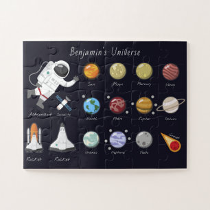 Puzzle Enfants Planètes astronaute Monogramme Moteurs Uni