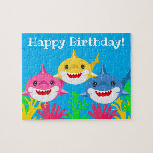 Puzzle Enfants Requin jaune et famille Anniversaire