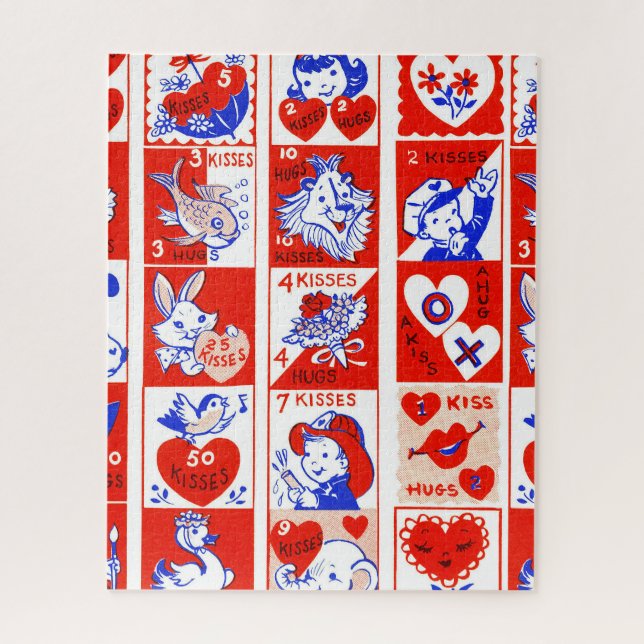 Puzzle Enfants Saint Valentin salutations câlins baisers  (Vertical)