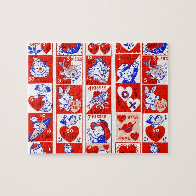 Puzzle Enfants Saint Valentin Salutations Câlins Baisers  (Horizontal)