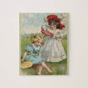 Puzzle Enfants victoriens Été vintage Filles Jardin