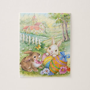 Puzzle Enfants Vintage Bunnies Pâques