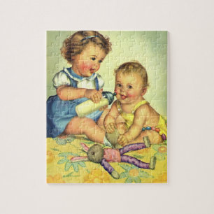 Puzzle Enfants vintage, tout-petits heureux mignons souri