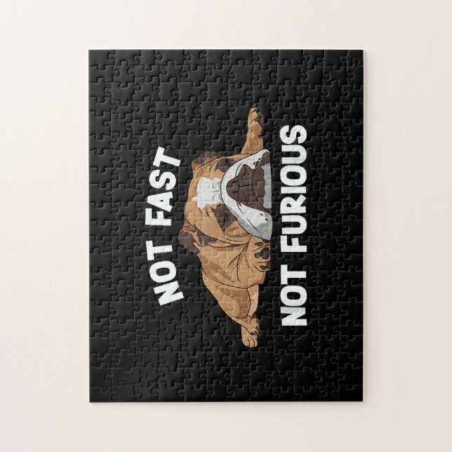 Puzzle English Bulldog Sleeping Not Fast Not Furious Funn (Vertical)