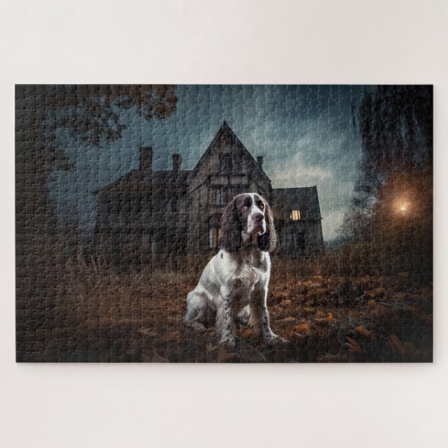 Puzzle English Springer Spaniel Halloween Épouvantable (Horizontal)