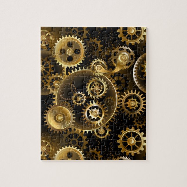 Puzzle Engrenages en laiton Steampunk sans couture (Vertical)
