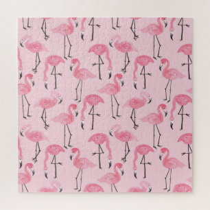 Puzzle Ensemble Flamant rose rose, Motif d'été tropical.
