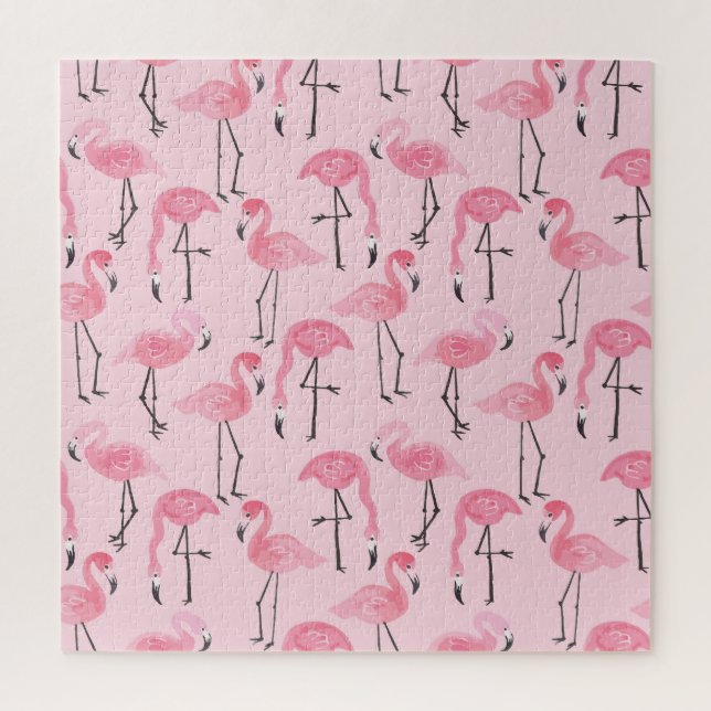 Puzzle Ensemble Flamant rose rose, Motif d'été tropical. (Vertical)