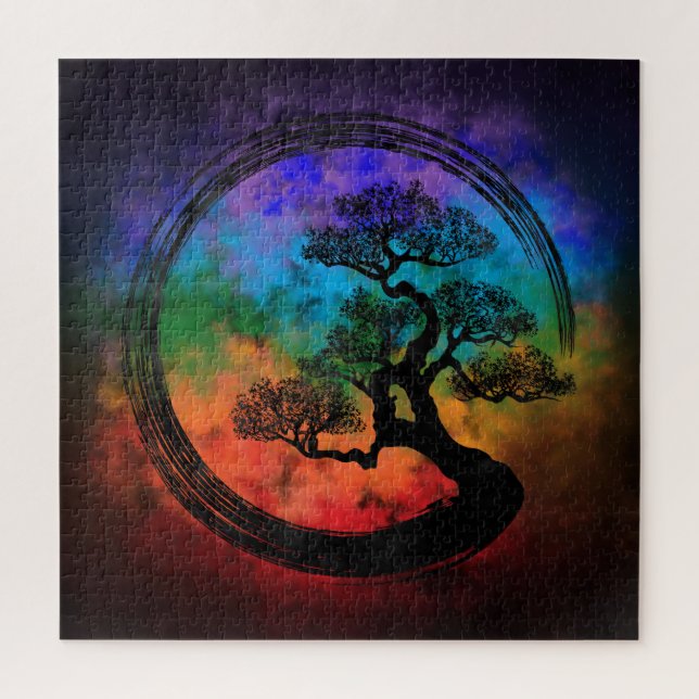 Puzzle Enso Zen Circle et Bonsai Tree Nebula (Vertical)