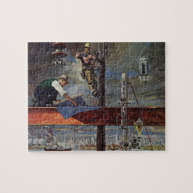 Puzzle Entreprise vintage, architectes et construction (Horizontal)