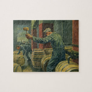 Puzzle Entreprise vintage, Vins De Corking Barils De Vins