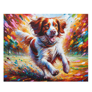 Puzzle Épagneul Breton : Orange et Blanc Art