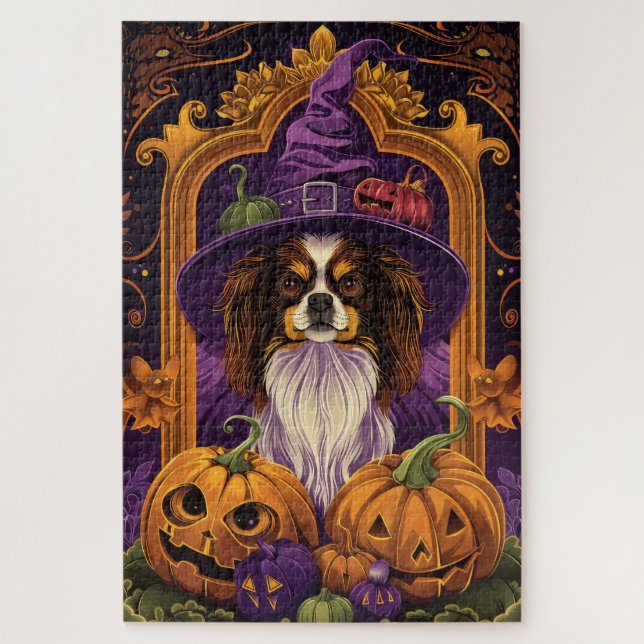 Puzzle Épouvantable chien Spaniel Tibétain Halloween Sorc (Vertical)