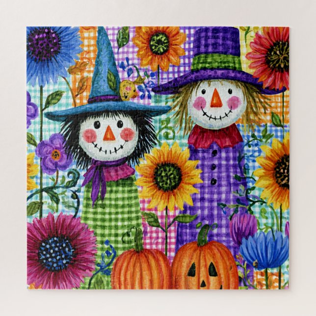 Puzzle Épouvantails et citrouilles, Halloween, (Vertical)