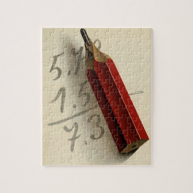 Puzzle Équation mathématique avec crayon rouge, Vintage (Vertical)