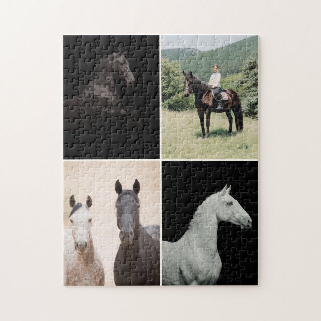 Puzzle Equestrian Horse 4 Photo Collage Simple Custom (Vertical)