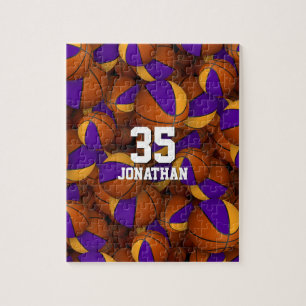 Puzzle équipe de basket-ball en or violet couleurs person