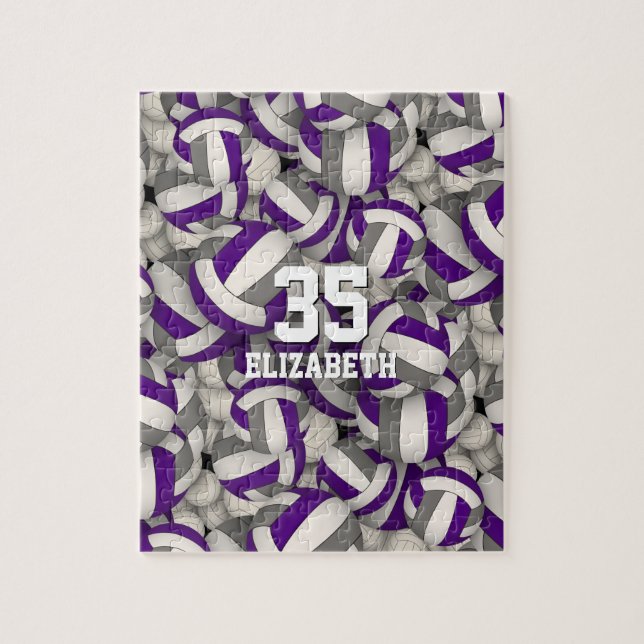 Puzzle équipe de filles violettes grises couleurs volley- (Vertical)