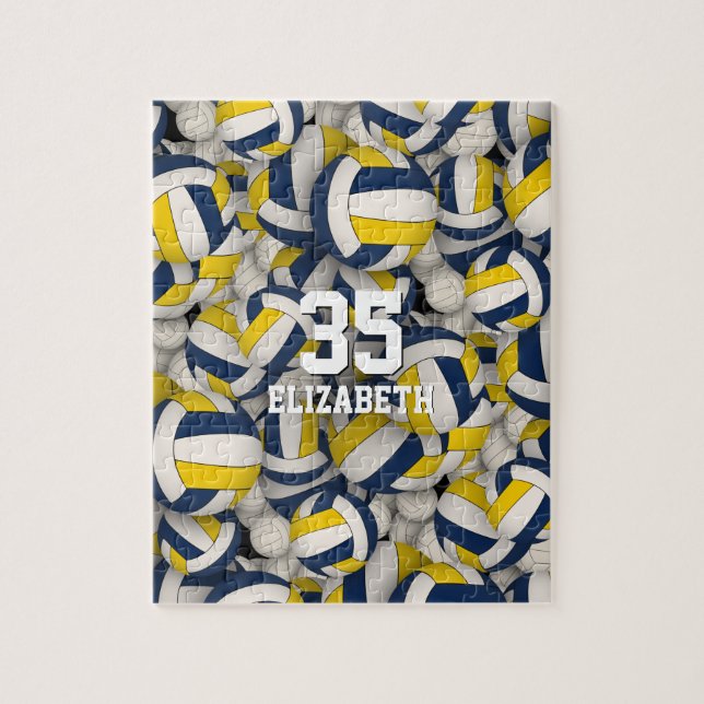 Puzzle équipe d'or bleu couleurs filles garçons volley (Vertical)