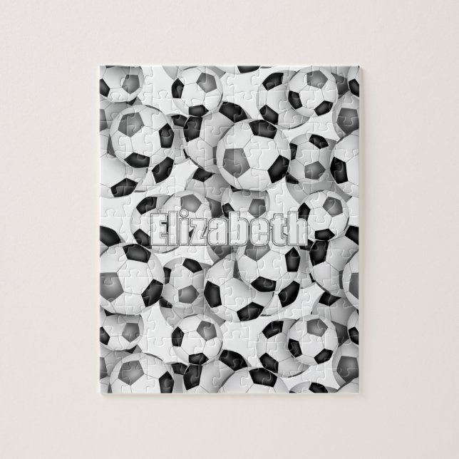 Puzzle équipe noire grise couleurs filles garçons soccer (Vertical)