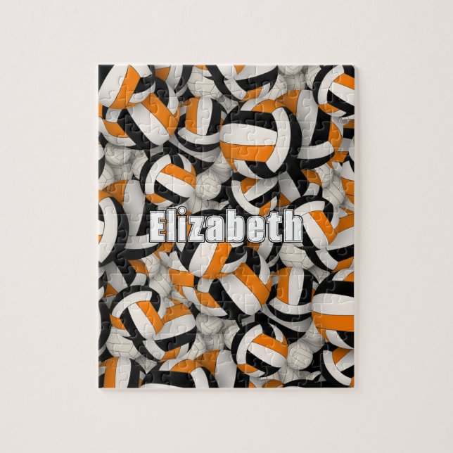 Puzzle équipe noire orange couleurs filles garçons volley (Vertical)
